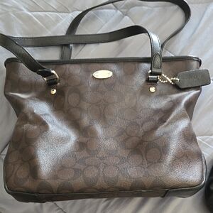 Coach Dark Brown Signature Shoulder Bag